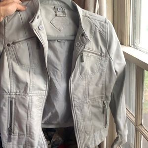Jou jou faux leather gray jacket girls 14/16